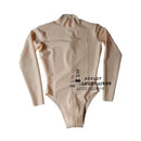 Men's 100% Latex Bodysuit Long Sleeve High Cut Leotard Rubber Swimming Catsuit Crotch Zipper