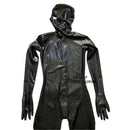 Black Latex Catsuit Rubber Coverall Zentai Bodysuit with Hood Gloves Toe Socks