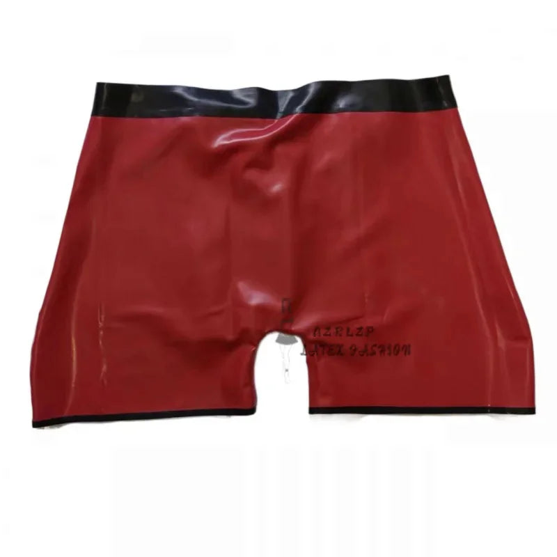 Latex Rubber Leotard Sexy Boxer Shorts With Zipper 0.4MM