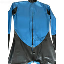 メタリックブルー＆ブラック フェティッシュ ラテックスラバー グミ 0.4mm厚 キャットスーツ ジッパー付き コスプレ衣装 大きいサイズ