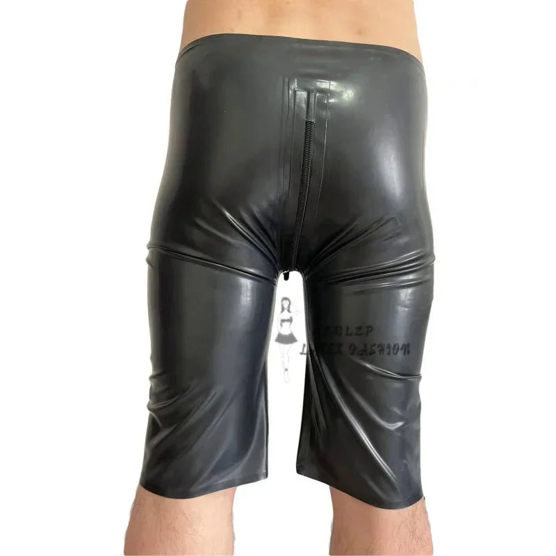 Handmade Black Latex Pants For Man Boxer Shorts