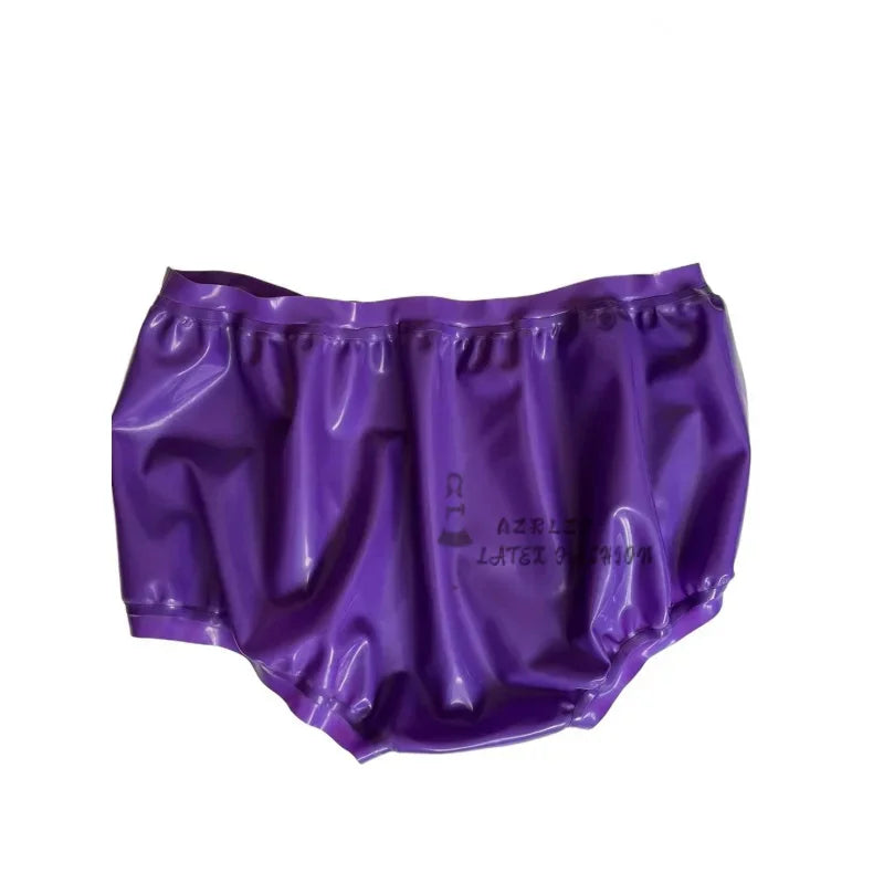 JVHGE Purple Sexy High Waist Latex Panites Loosely Rubber Diaper Briefs Underpants Underwear Pants