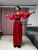 Latex Rubber V-neck Long Loose-fitting Jumpsuit, Suitable for Parties, Cosplay and Casual Wear.