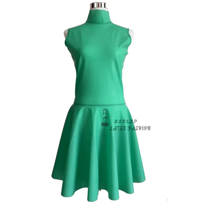 Handmade Sleeveless Latex Gummi Dresses Mini Skirts back zippers Club Wear Party  Customized