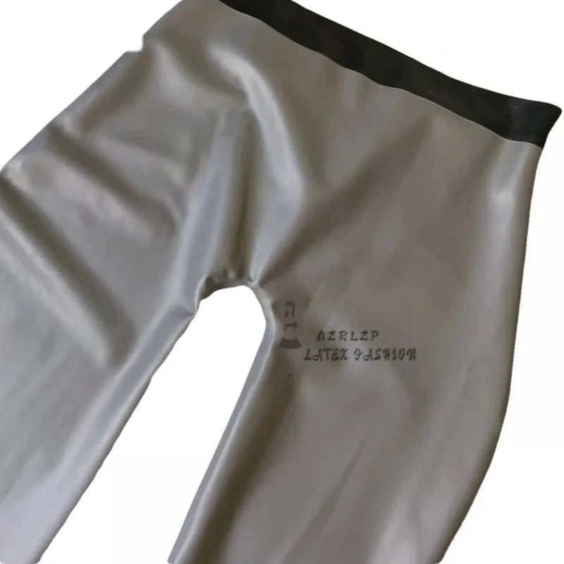 Latex Pants Men Rubber Trousers Tight With Crotch Zipper