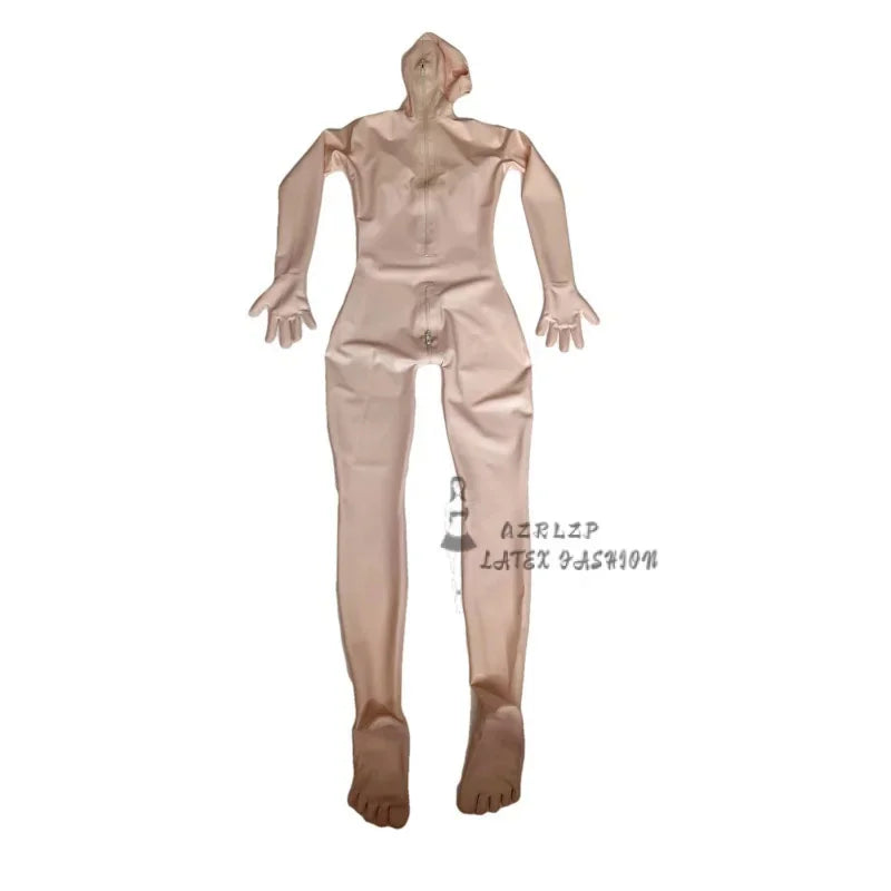 Latex Catsuit Fingers Toes Tights Full Coat Zentai 3D Stereoscopic Chest Zipper Open Crotch Bodysuit Jumpsuit Leotard Conjoined