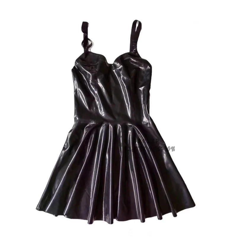 Sexy Natural Latex Women Dress suspender skirt costume adult