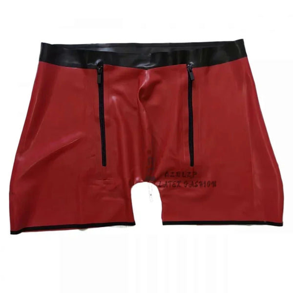 Latex Rubber Leotard Sexy Boxer Shorts With Zipper 0.4MM