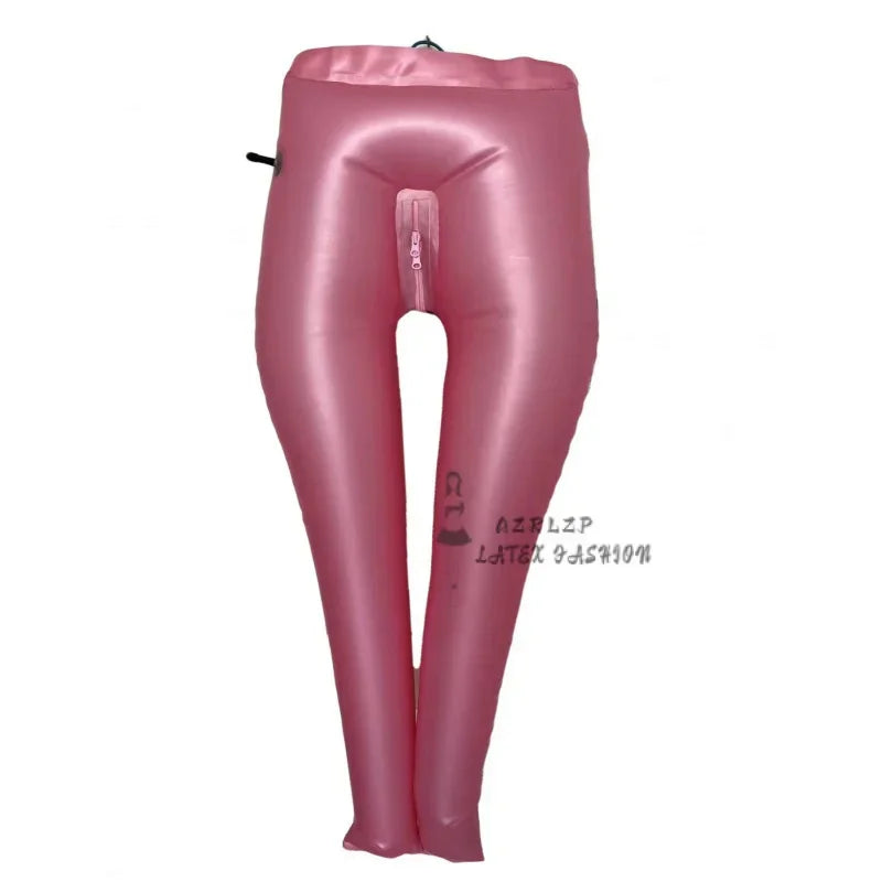 Inflatable Latex Pants Trousers Sexy Unisex Leggings Tights With Crotch Zipper