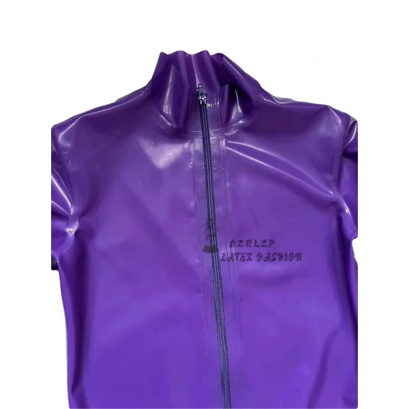 Latex Unisex Catsuit Purple Rubber Bodysuit With Back Zipper Zentai Unitard Costume