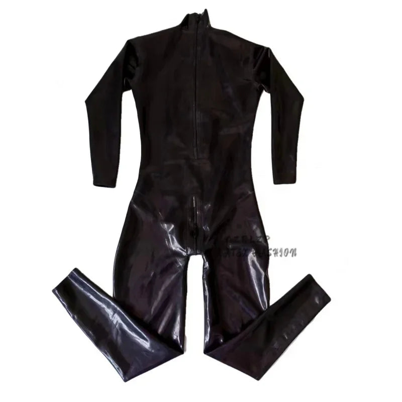 Sexy Men Latex Catsuit Rubber Fetish Bodysuit with back zipper Jumpsuit Plus Size Custom