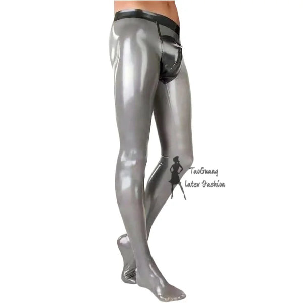 Latex Pants Men's Leggings with Front Zipper Cool Sexy Clubwear Customized 0.4Mm