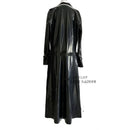 Latexmantel Gummi Unisex Schwarz Cooler Windbreaker Jacke Mit Gürtel Über Dem Knie Längere Oberbekleidung Trench