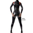 Sexy Fetisch Latex Catsuit Damen Kleidung Schwarz Gummi Bodysuits mit Löchern Eng Anliegende Kleidung Übergröße