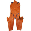 Sexy Orange Men Full Body Latex Catsuit Fetish with code chip neckline entry