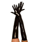 Black Unisex Wrist Seamless Black Latex Long Gloves