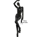 Sexy Schwarzer Latex Fetisch Ganzkörper Catsuit Haube Korsett 3D Künstliche Silikon Brusttasche E F G Körbchen (Schuhe nicht enthalten)