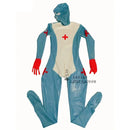 Latex Gummi Gummi-Bodysuit Krankenschwester-Uniform Catsuit Größe