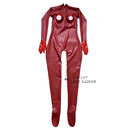 Fetisch Gummi Schwarzer Latex Gummi Catsuit 3D Silikonbrüste Nackeneinstieg Mit Socken Kein Reißverschluss