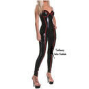 Gummi-Latex-Jumpsuit für Damen, Wet Look Sexy Latex-Catsuit, Einteiler, ärmelloses Gummi-Oberteil