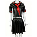 Black Latex JK Dress Japanese School Uniform Sailor Uniform Top and Short Skirt