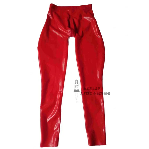 Men Black Sexy Latex Pants with Pouch Rubber Trousers Bottoms