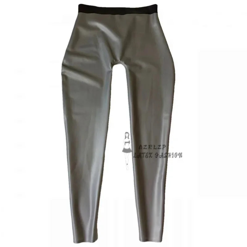 Latex Pants Men Rubber Trousers Tight With Crotch Zipper