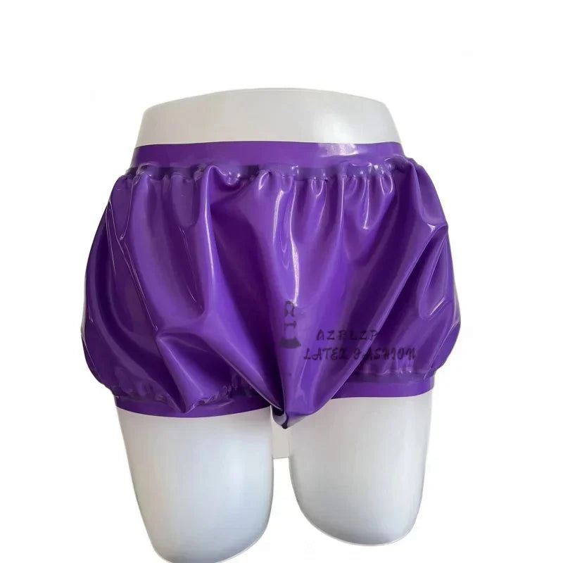 JVHGE Purple Sexy High Waist Latex Panites Loosely Rubber Diaper Briefs Underpants Underwear Pants