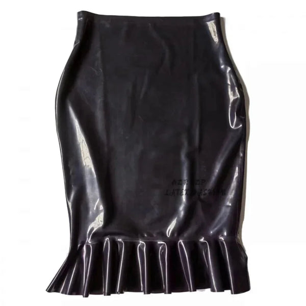 Black Mini Sexy Latex Skirts Without Zip Rubber Bottoms