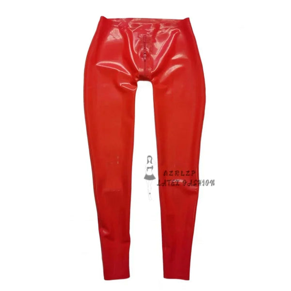 Latex Pants Woman'S Trousers Sexy Unisex Leggings Tights Tight With Crotch Zipper