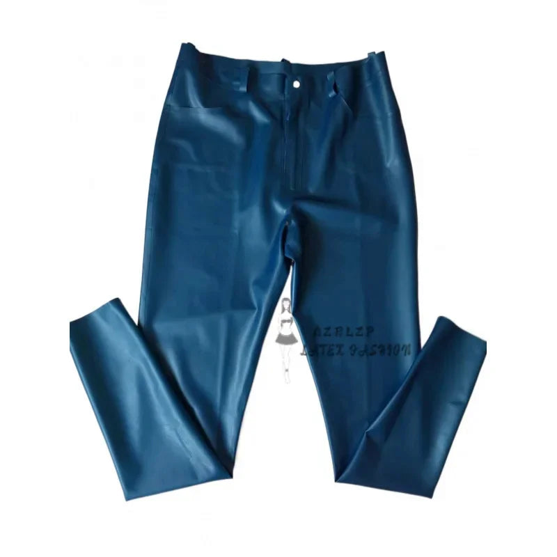 Latex Trousers Sexy men's Leggings metallic blue Tights Casual Pants