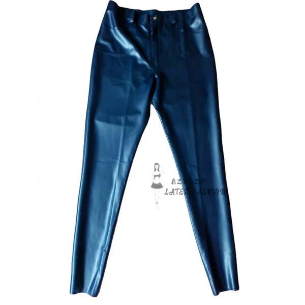 Latex Trousers Sexy men's Leggings metallic blue Tights Casual Pants