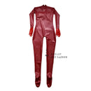 Fetisch Gummi Schwarzer Latex Gummi Catsuit 3D Silikonbrüste Nackeneinstieg Mit Socken Kein Reißverschluss