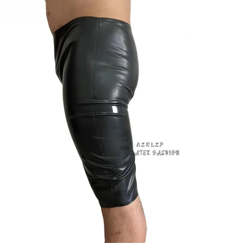 Handmade Black Latex Pants For Man Boxer Shorts