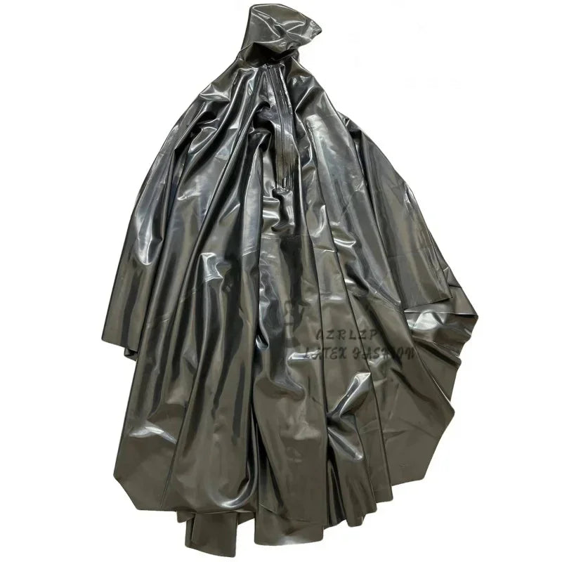 Sexy Latex Accessory For Men And Women Cosplay Costume Long Cloak Multi-Function Waterproof Raincoat