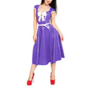 Latex-Gummikleid mit herzförmigem Ausschnitt, Schleife, tailliertem Oberteil, ausgestelltem Midi-Rock mit Gürtel und kurzen Ärmeln, A-Linien-Kleid
