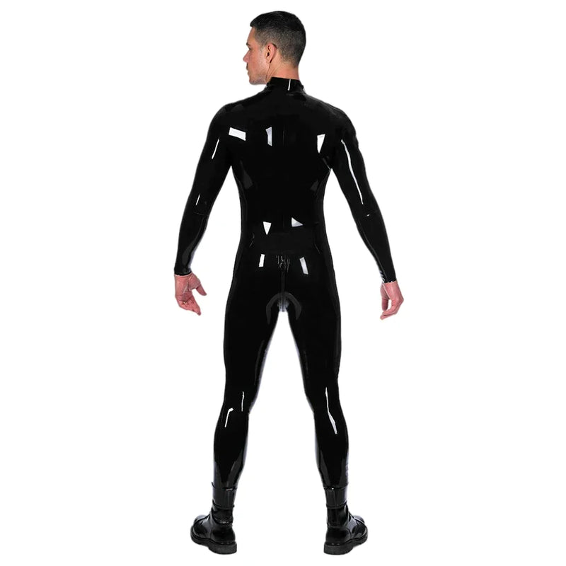 Sexy Latex Double Shoulder Zippers Catsuit Open Crotch Zipper Bodysuit Jumpsuits Party Club