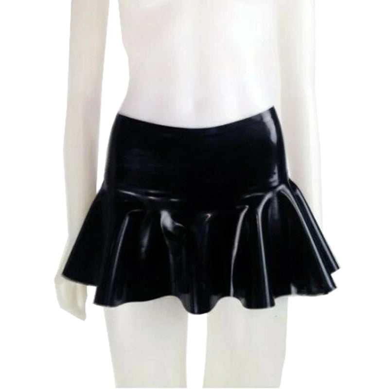 Sexy Latex Rubber High Waist Mini Short Skirt A Line Pleated Women Skirts Large Size