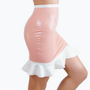 Damen Sexy Latex Gummi Gerade Bondage Rüschen Minirock Slim Wraps