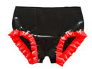 Latex Gummihöschen Unisex Dienstmädchen Slips Offener Schritt Unterwäsche Party Rüschenbesatz Schrittloser Slip Sexy Dessous