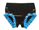 Latex Gummihöschen Unisex Dienstmädchen Slips Offener Schritt Unterwäsche Party Rüschenbesatz Schrittloser Slip Sexy Dessous