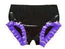 Latex Gummihöschen Unisex Dienstmädchen Slips Offener Schritt Unterwäsche Party Rüschenbesatz Schrittloser Slip Sexy Dessous