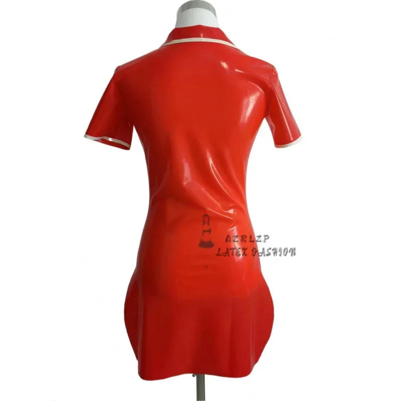 Red Sexy Latex Dress Rubber Bodycon Playsuit