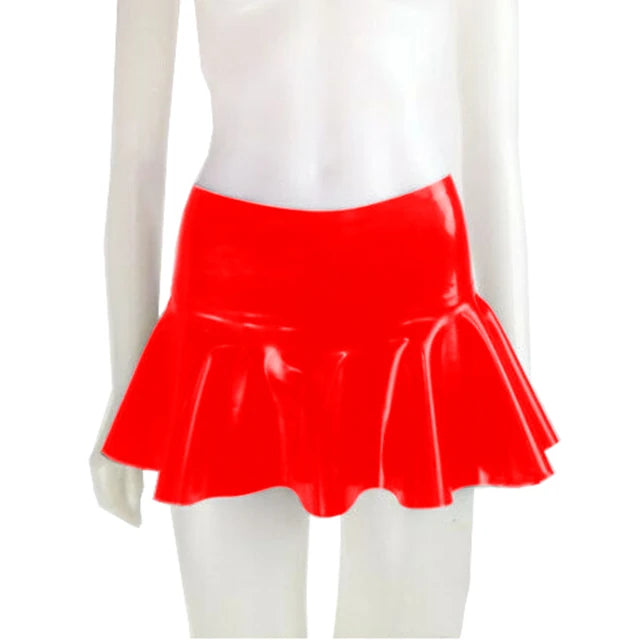 Sexy Latex Rubber High Waist Mini Short Skirt A Line Pleated Women Skirts Large Size